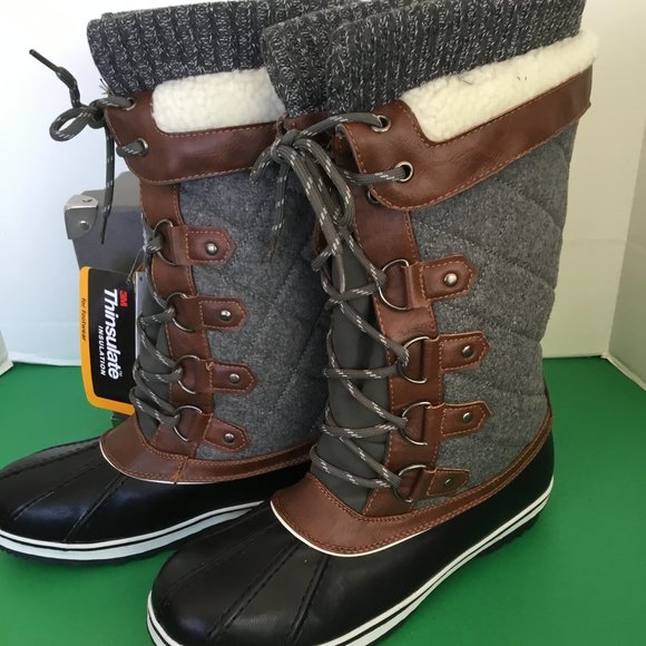 Dream Pairs Gray, Black & Tan Water Resistant Winter Boots - Picture 4 of 12
